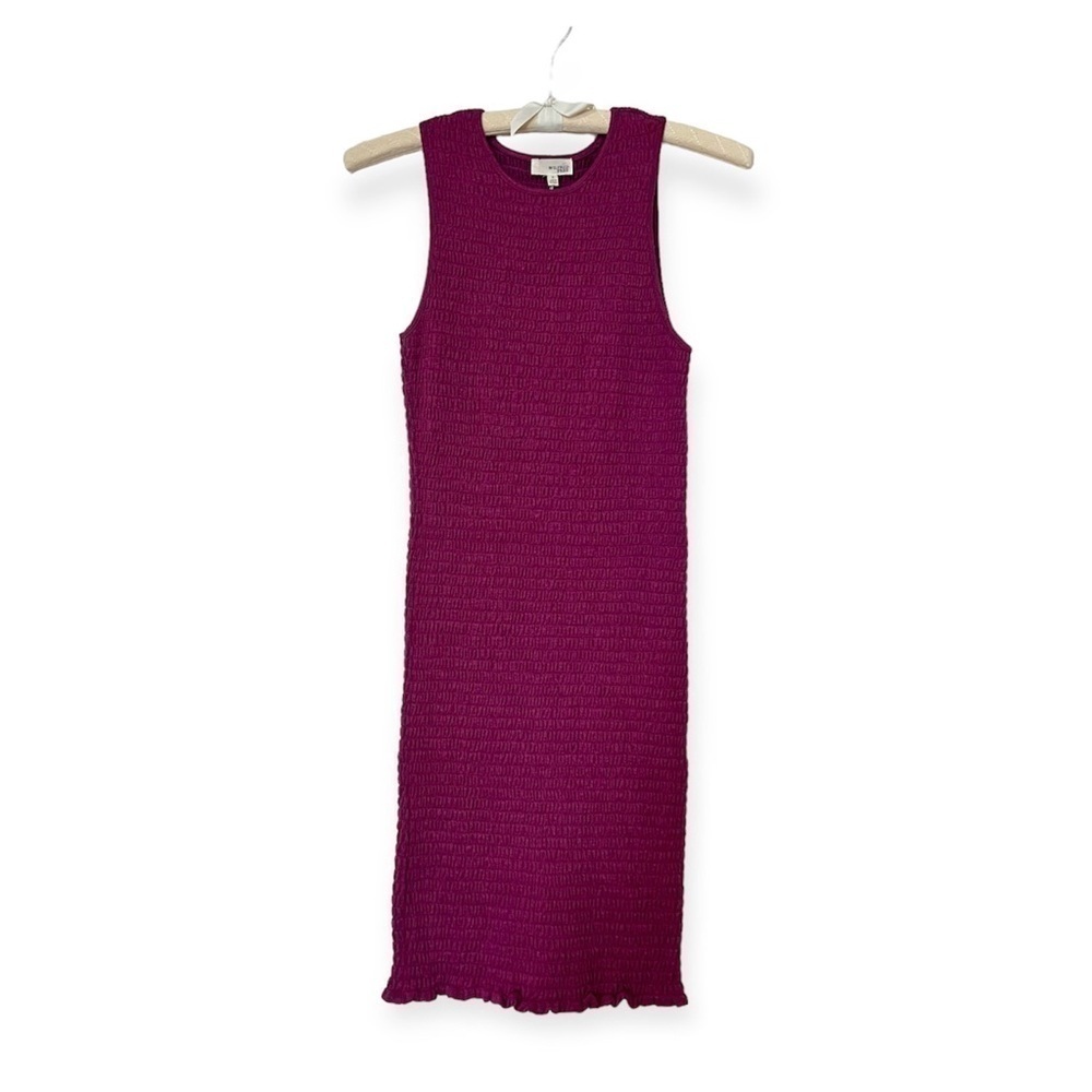 [NWT] Aritzia Wilfred Shayk Lila Burgundy Shirred Sleeveless Knit Dress - Sz S